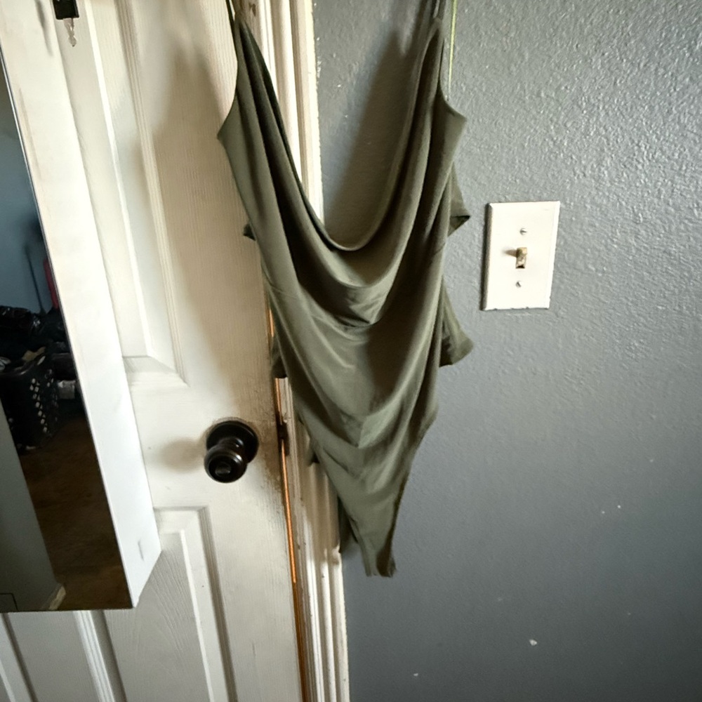 Meraki Olive Green Draped Garment